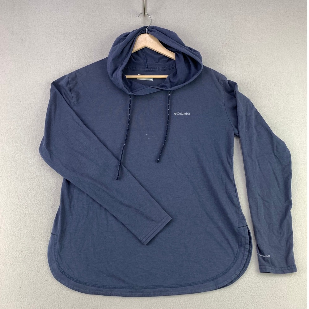 Columbia Omni-Shade Shirt Women M Blue Activewear Pullover Long Sleeve Hoodie